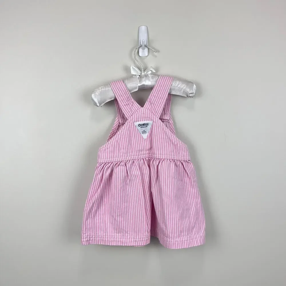Vintage OshKosh B'gosh Pink Stripe Jumper Skirtall 12 Months